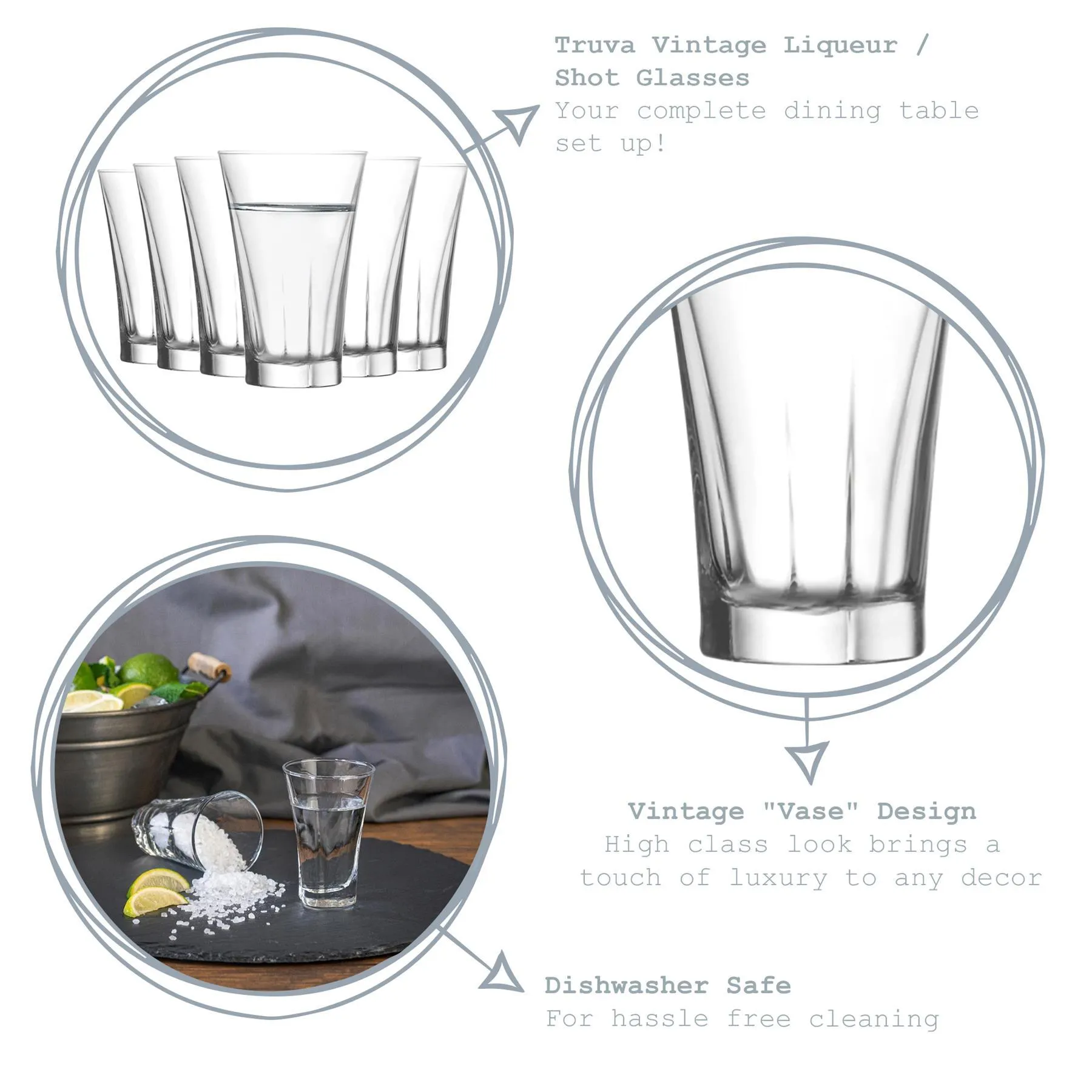 100ml Truva Shot Glasses - Pack of Six - By LAV