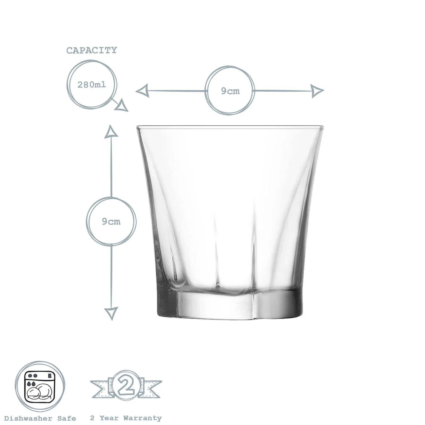 280ml Truva Whisky Glasses - Pack of Six - By LAV