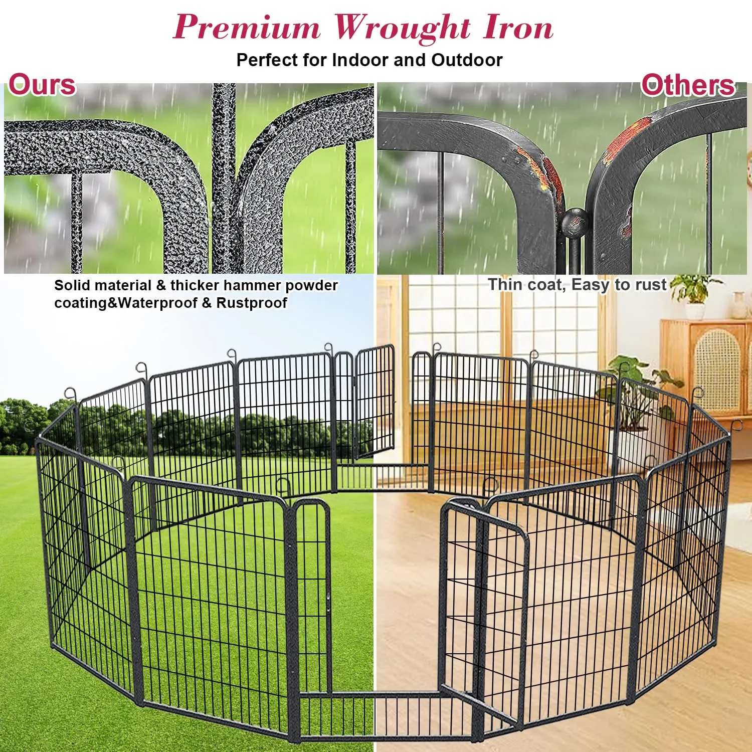 40 inch Dog Fence Outdoor Dog Pens Outdoor Heavy Duty Dog Playpen for Large Dogs, 14 Panels Dog Enclosures for Outside Pet Playpen Indoor Puppy Playpen Outdoor Dog Fence for RV Camping, Yard