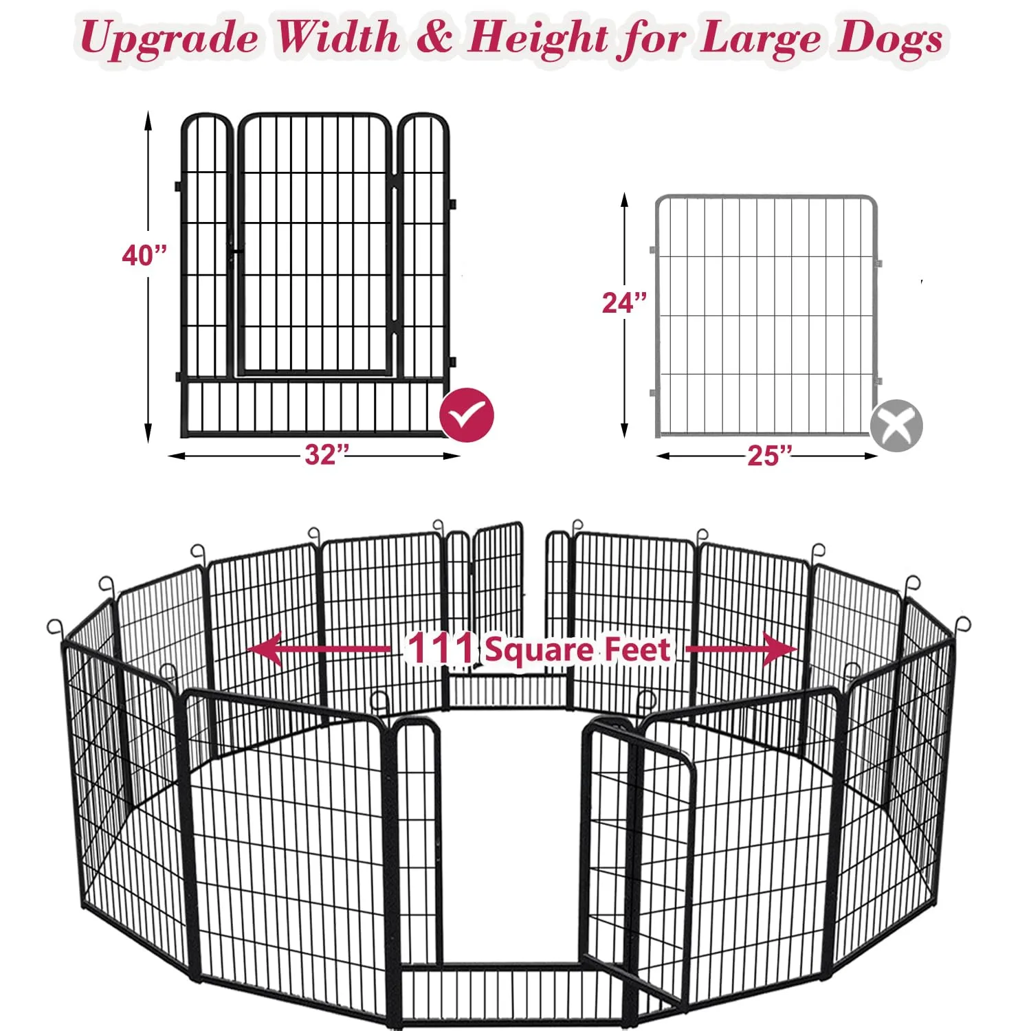 40 inch Dog Fence Outdoor Dog Pens Outdoor Heavy Duty Dog Playpen for Large Dogs, 14 Panels Dog Enclosures for Outside Pet Playpen Indoor Puppy Playpen Outdoor Dog Fence for RV Camping, Yard