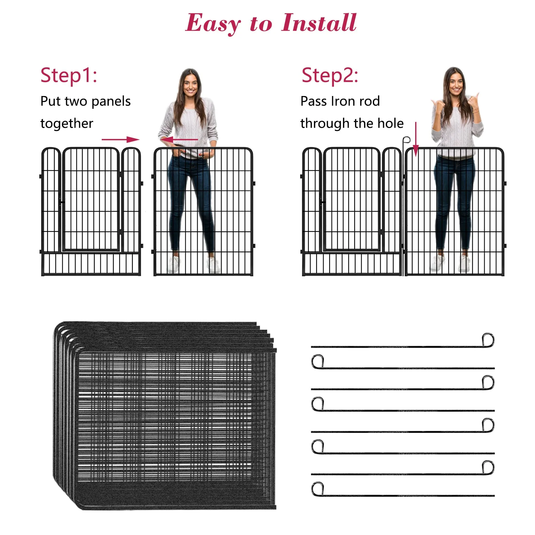 40 inch Dog Fence Outdoor Dog Pens Outdoor Heavy Duty Dog Playpen for Large Dogs, 14 Panels Dog Enclosures for Outside Pet Playpen Indoor Puppy Playpen Outdoor Dog Fence for RV Camping, Yard