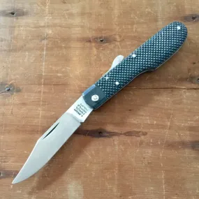 A Wright & Son Sheffield WW2 Issue Pattern 4 5/8" Clip Point Carbon Lockback Black Composite Handle