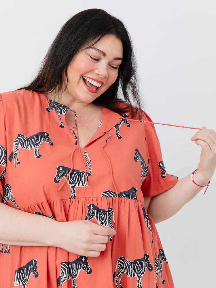Adelaide Tiered Plus Size Mini Dress - Zebra Bright Berry