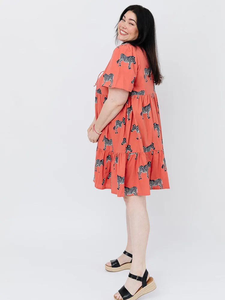 Adelaide Tiered Plus Size Mini Dress - Zebra Bright Berry