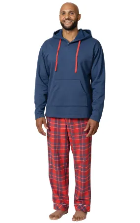 Americana Plaid Mens Hoodie Pajamas
