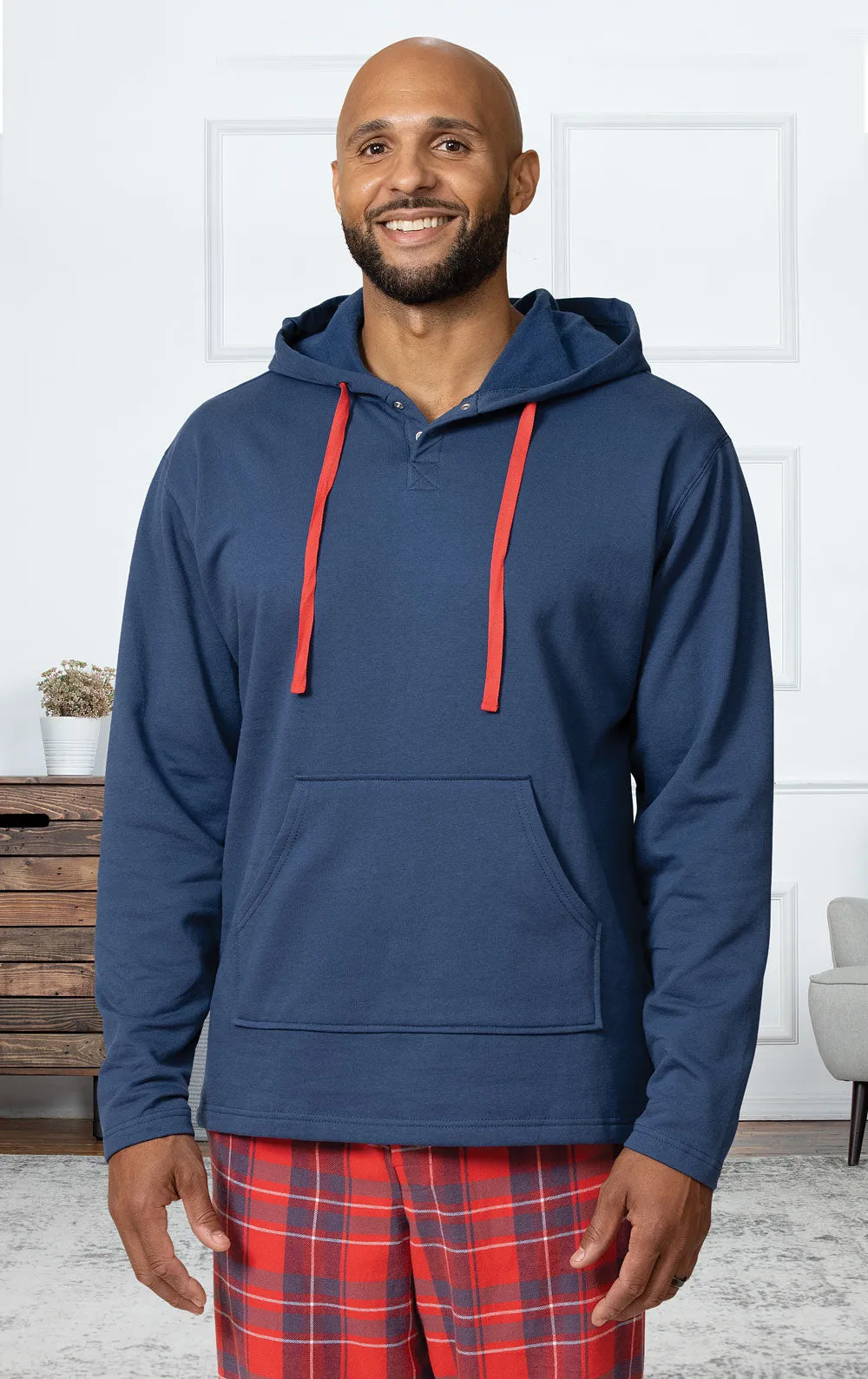 Americana Plaid Mens Hoodie Pajamas