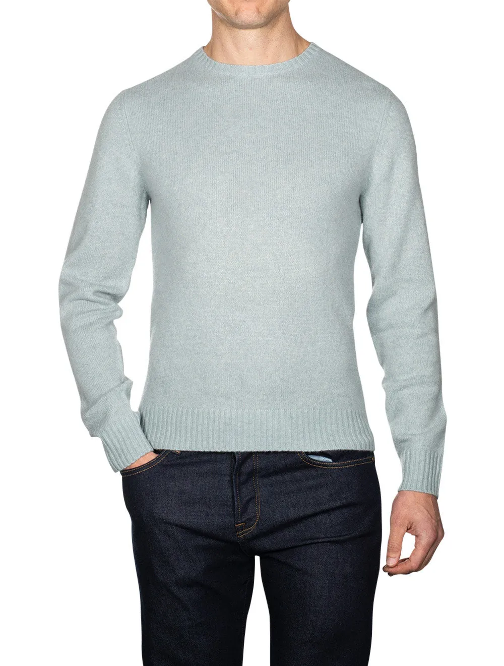 Aqua Crew Neck Yak and Wool Mix Jumper