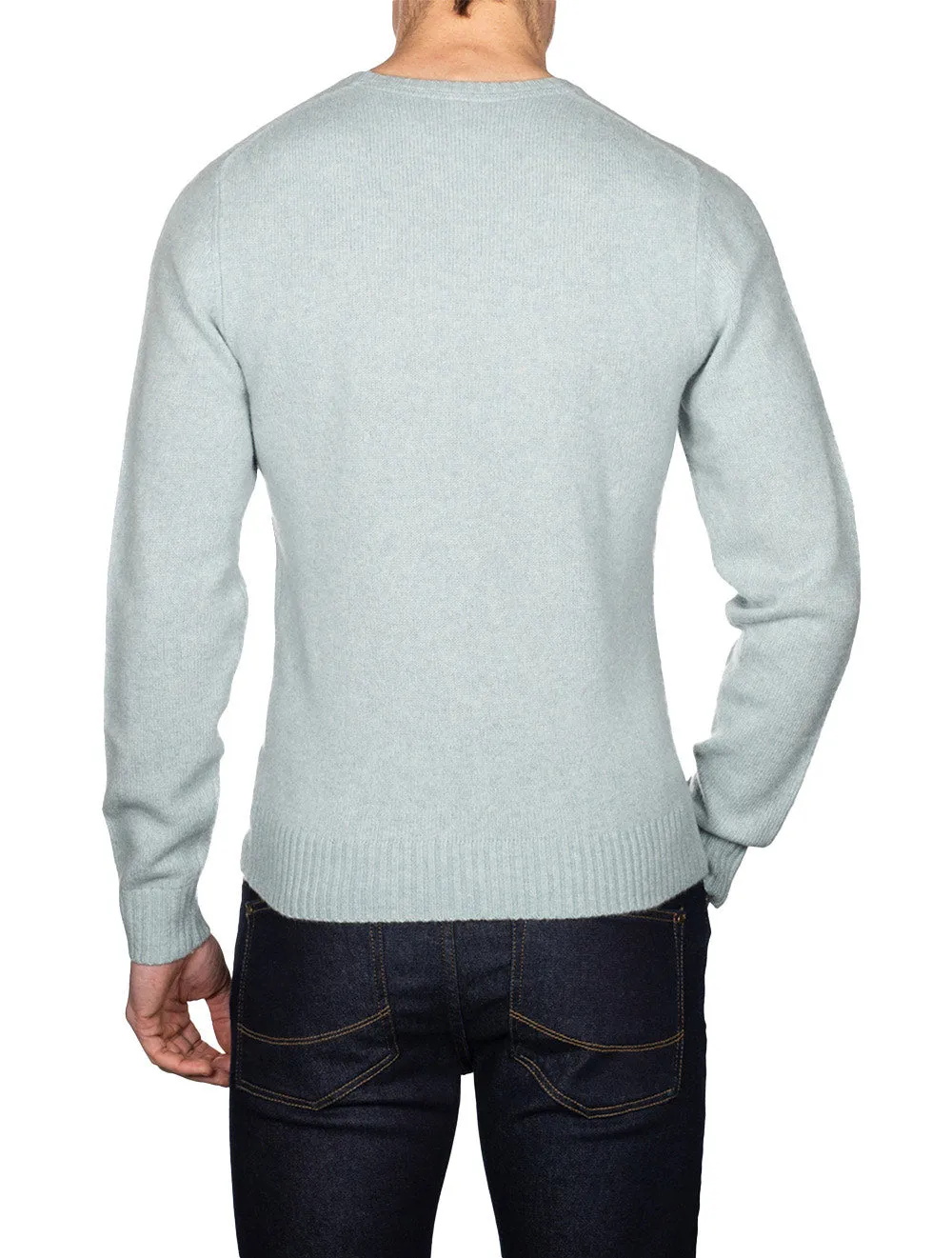 Aqua Crew Neck Yak and Wool Mix Jumper
