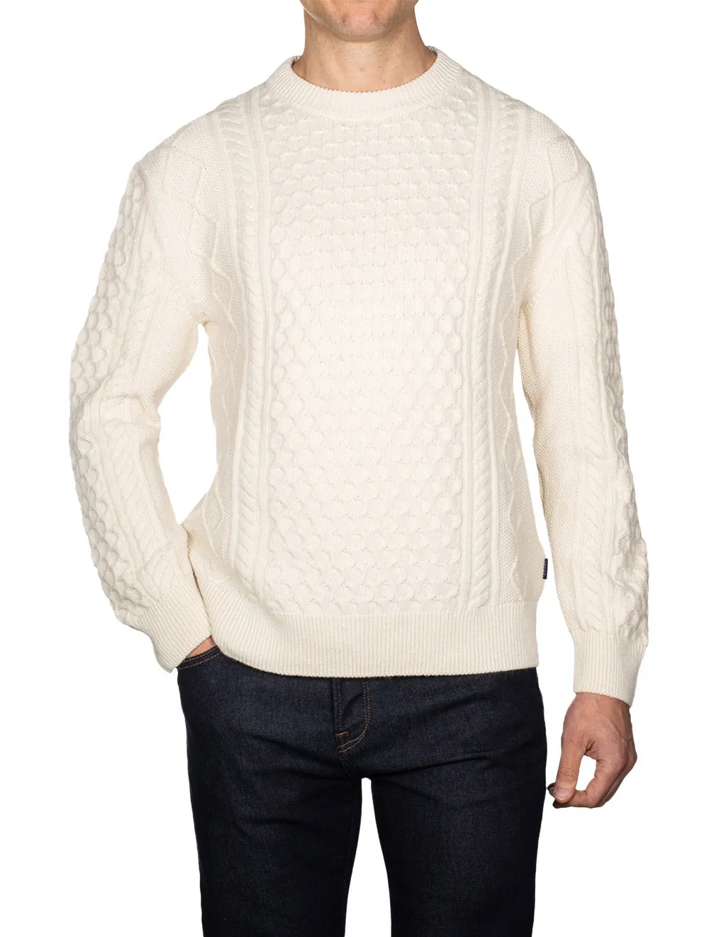 Aran Cable Crew Neck Cream