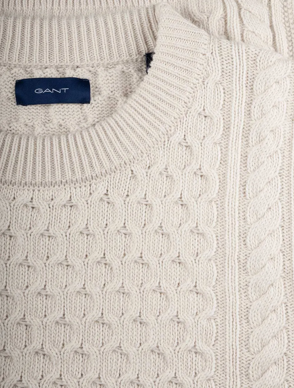 Aran Cable Crew Neck Cream