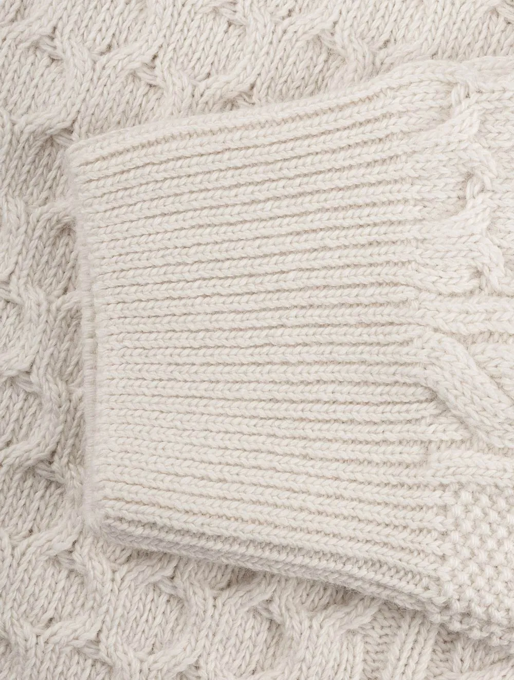 Aran Cable Crew Neck Cream