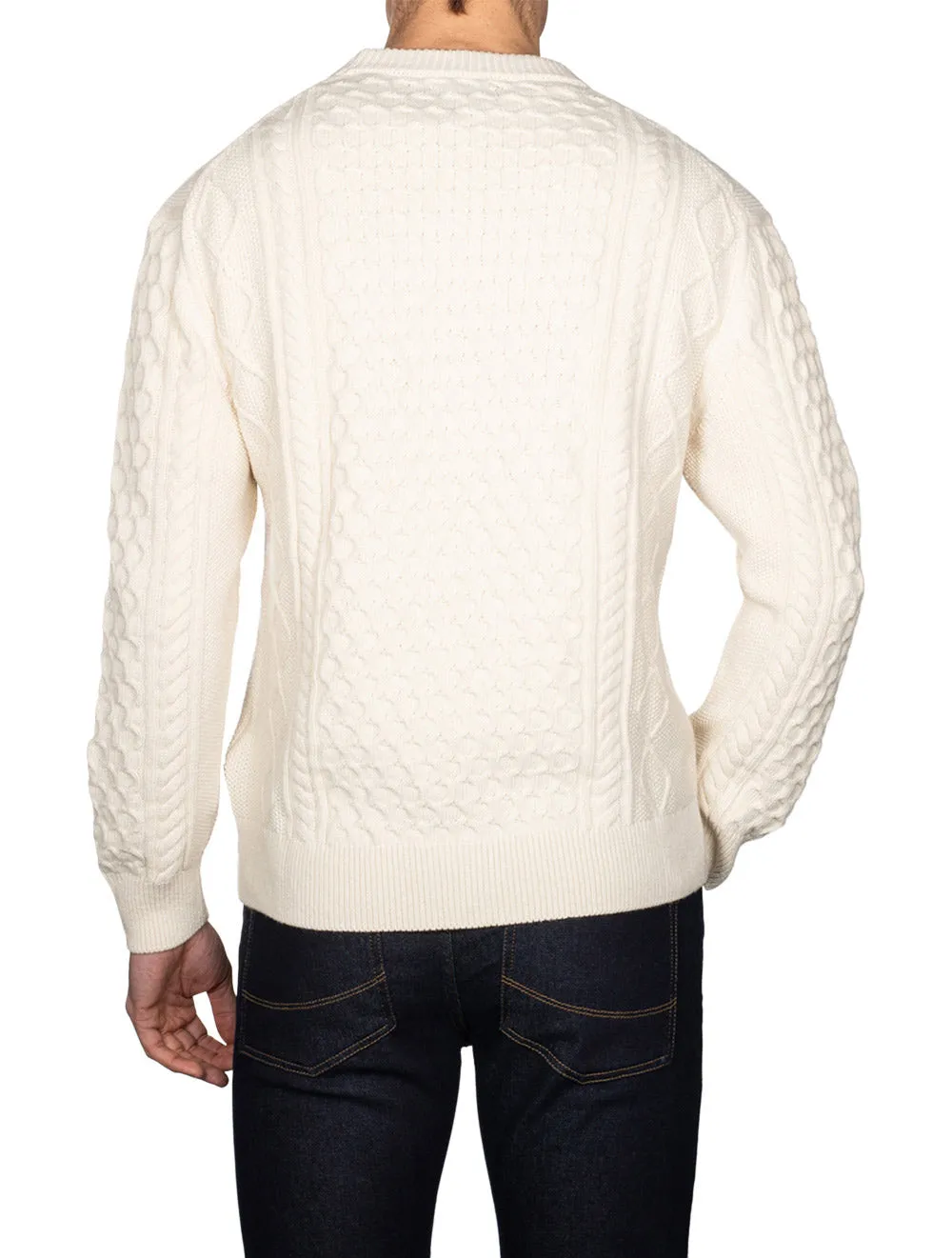 Aran Cable Crew Neck Cream