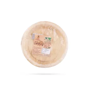 Areca Leaf Plate Set - 8 Inches | 10 Pcs/ Round Shape Areca Palm Plates/ Disposable Plate for Temple/ 400 Gms