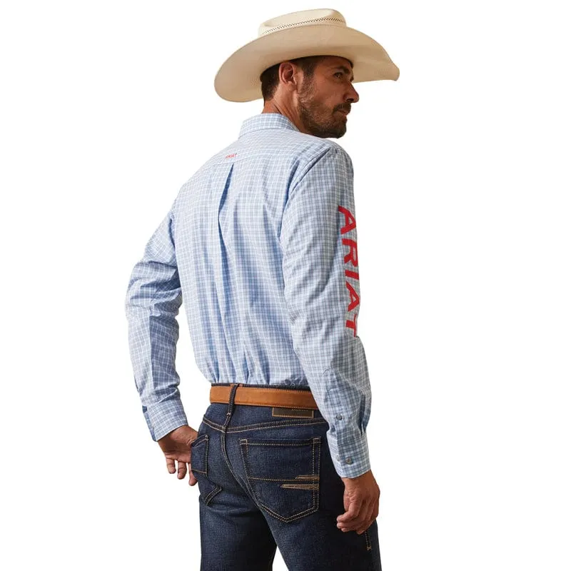 Ariat Men's Pro Series Team Hylton Teal Fitted Long Sleeve Western 10043875