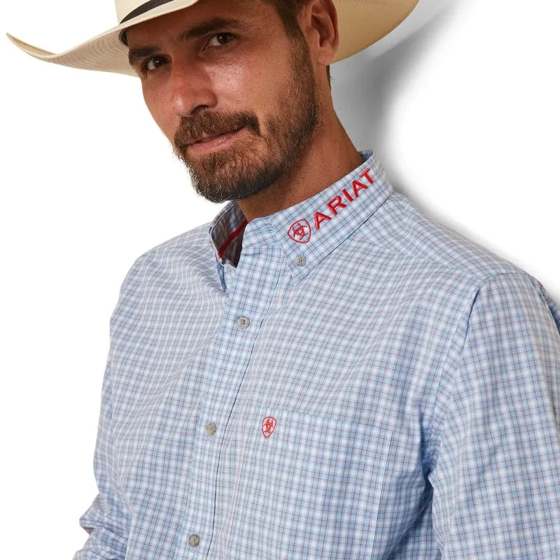 Ariat Men's Pro Series Team Hylton Teal Fitted Long Sleeve Western 10043875