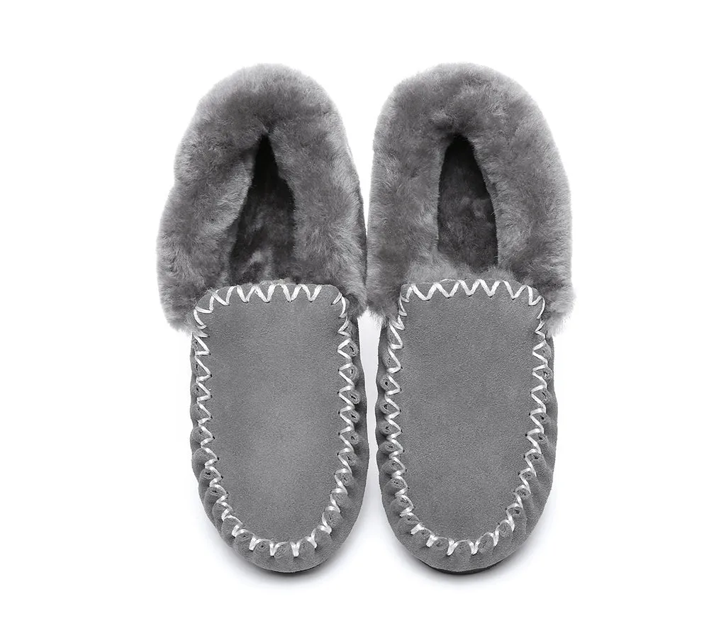 AUSTRALIAN SHEPHERD® UGG Kids Sheepskin Wool Ankle Slippers Popo Moccasins
