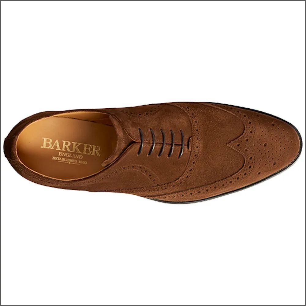 Barker Hampstead Castagnia Suede Wingtip Brogue--
