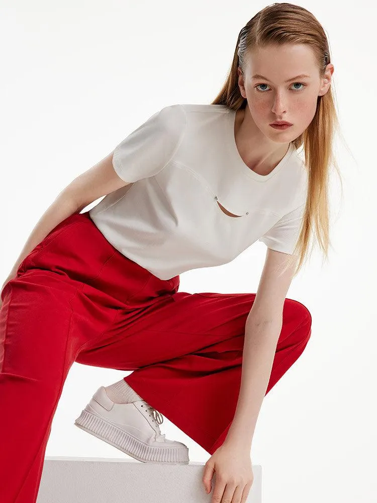 Basic Smile Hollow T-Shirt