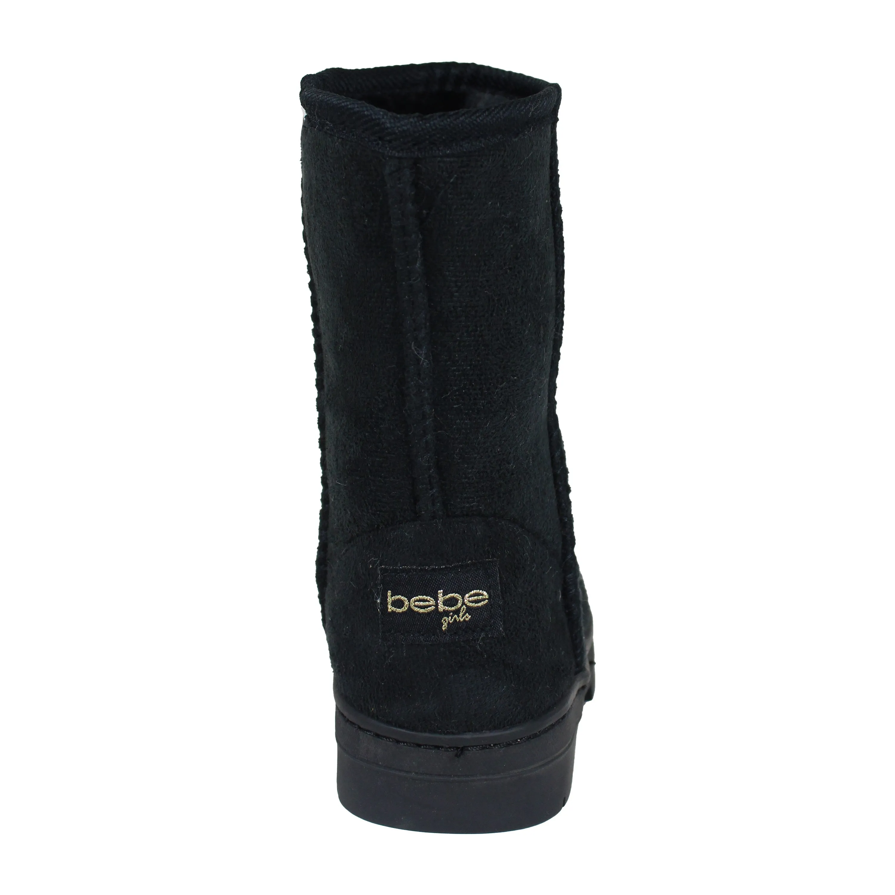 bebe Girl's Winter Boots Fur Boot Cuffs Sherpa Lined Shearling Microsuede Boots, Black