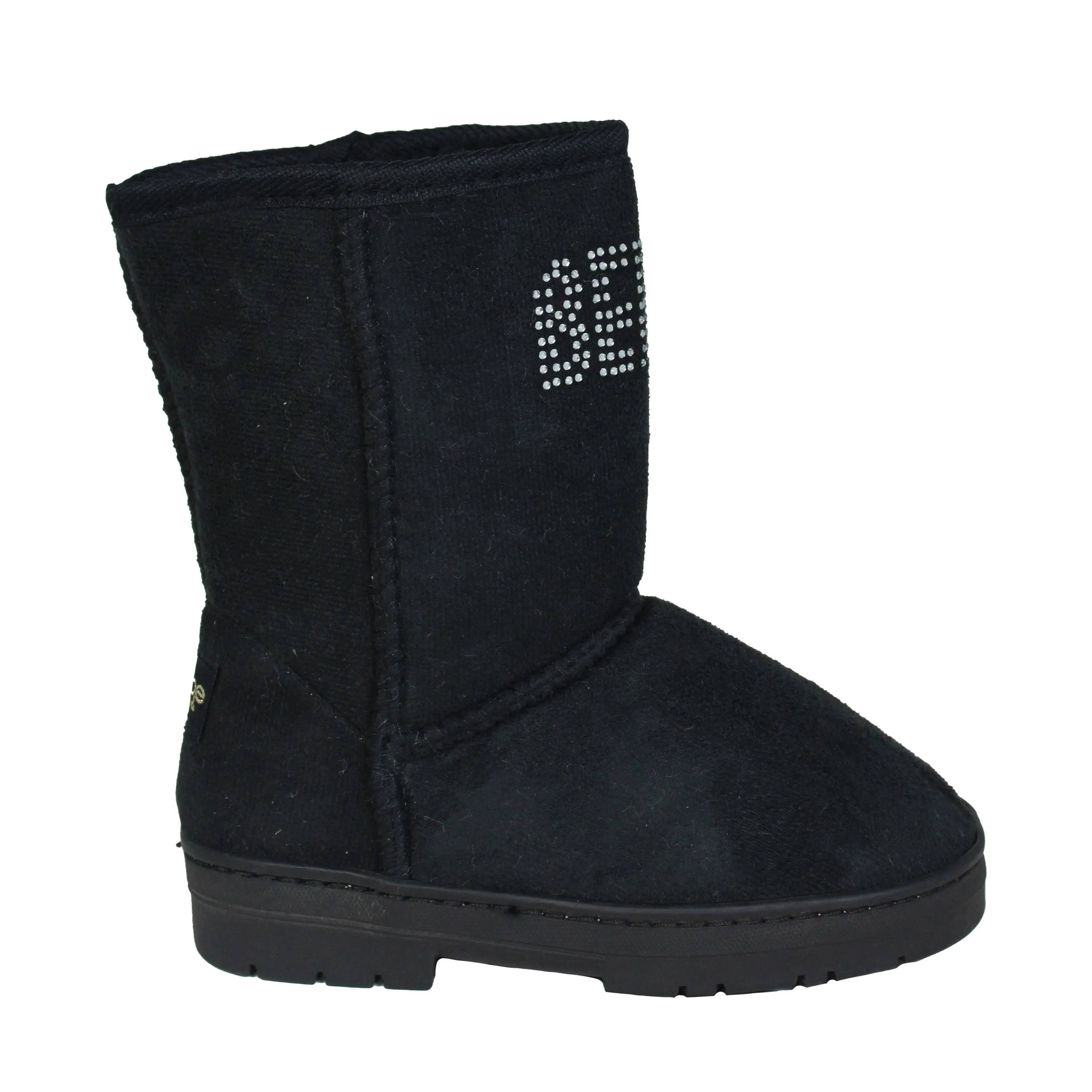 bebe Girl's Winter Boots Fur Boot Cuffs Sherpa Lined Shearling Microsuede Boots, Black
