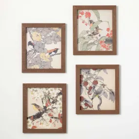 Bird Wall Art Multicolor 18"H Wood Set of 4