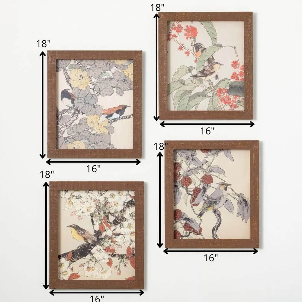 Bird Wall Art Multicolor 18"H Wood Set of 4