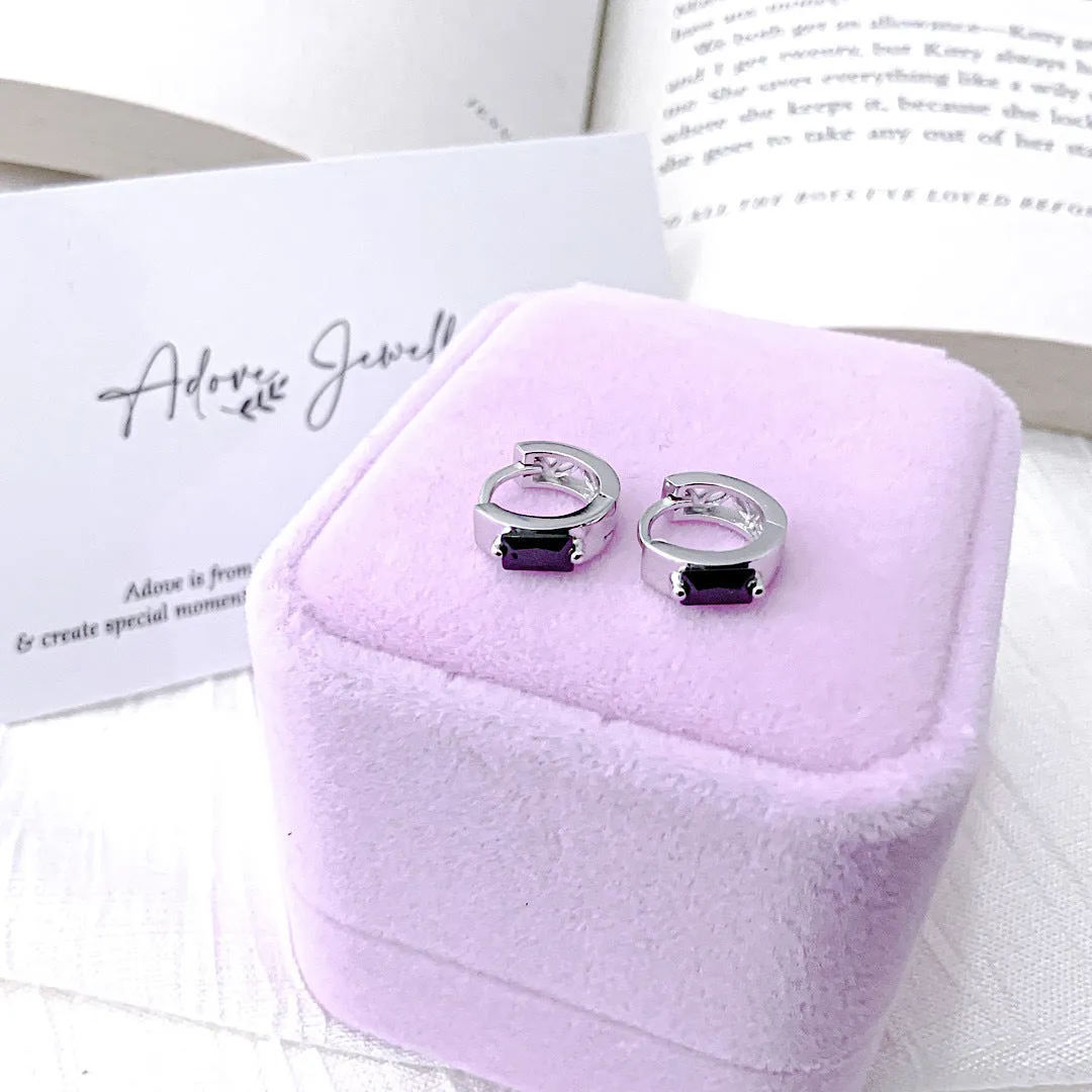 Black Diamanté Huggies Earrings (12mm)