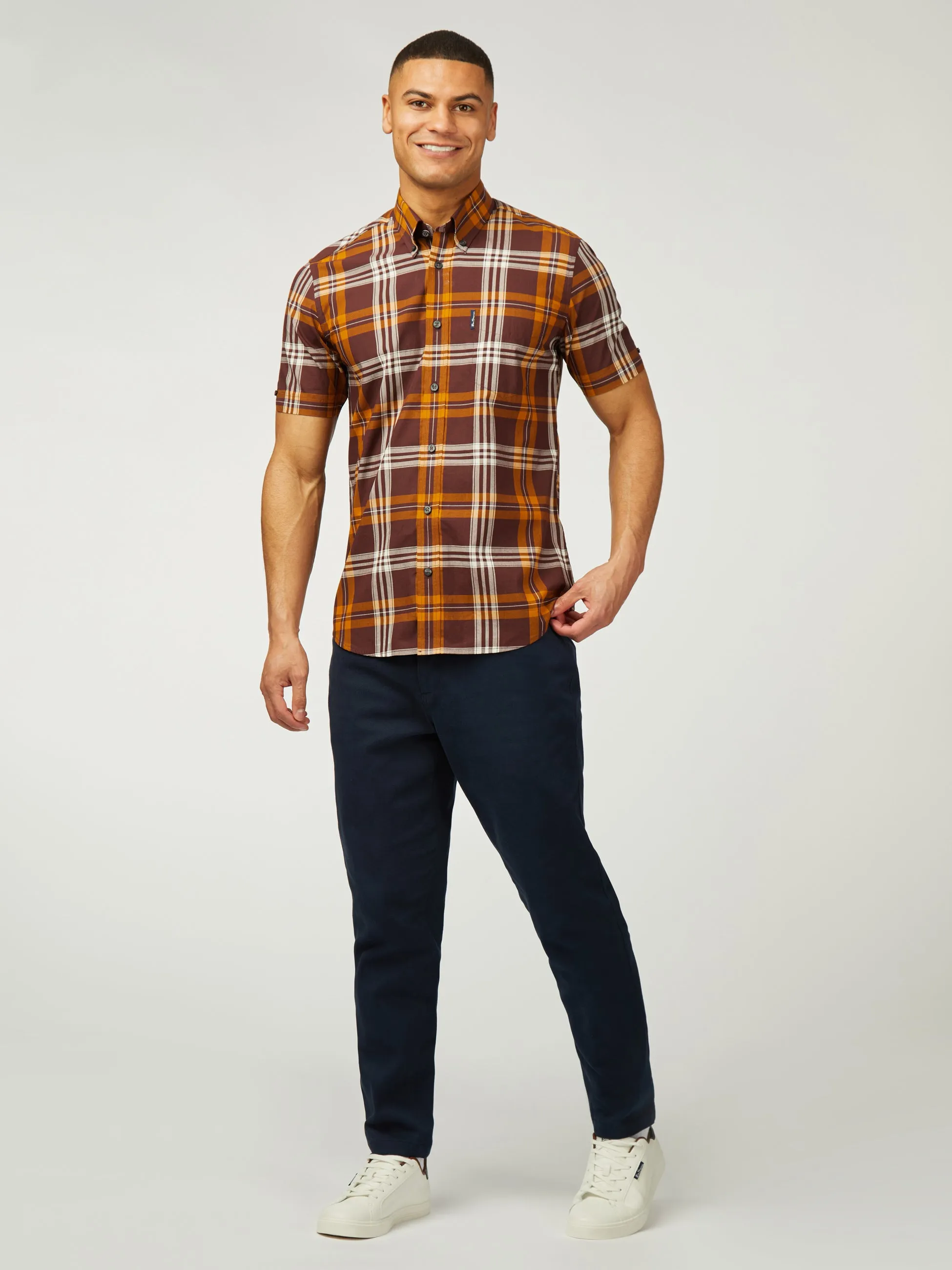 Block Check Short Sleeve - Wine