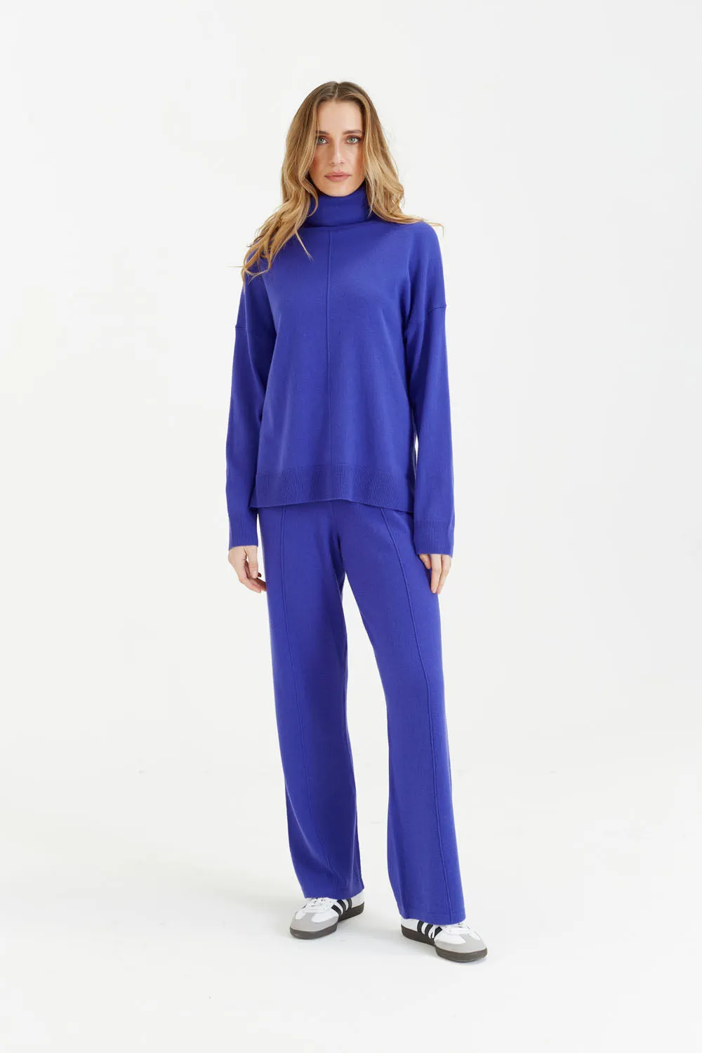 Blue-Violet Wool-Cashmere Rollneck Sweater