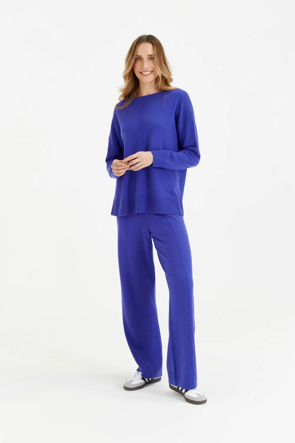 Blue-Violet Wool-Cashmere Slouchy Sweater