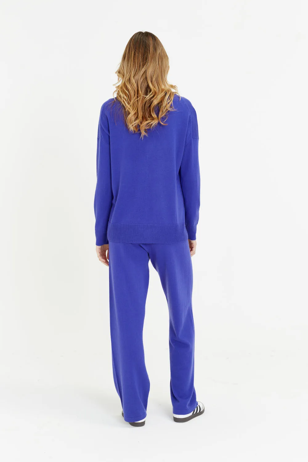 Blue-Violet Wool-Cashmere Slouchy Sweater