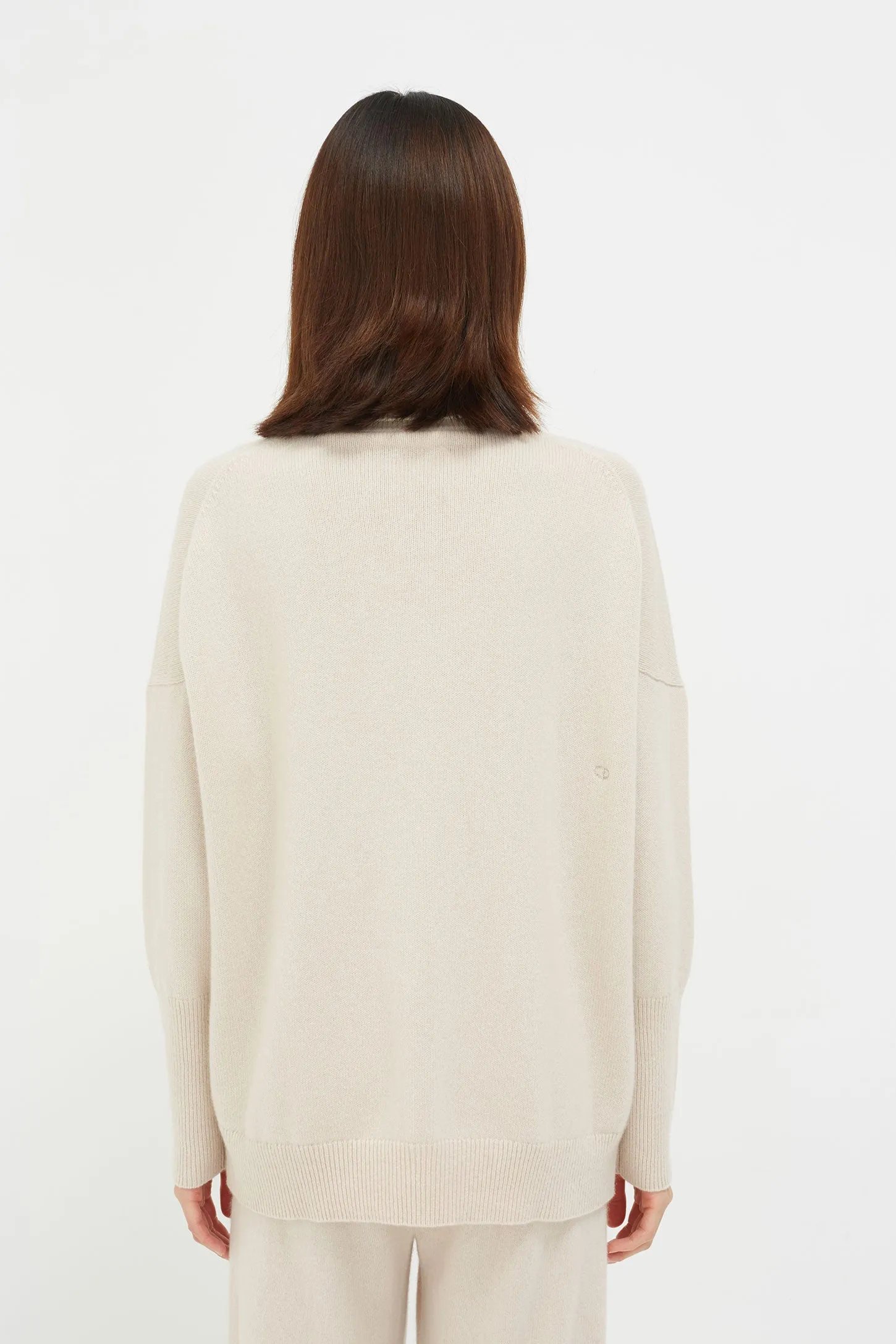 Bone Cashmere Rollneck Sweater
