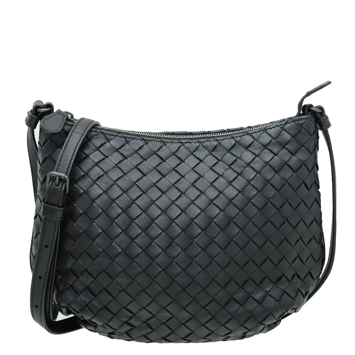 Bottega Veneta Black Intrecciato Nappa Crossbody Bag