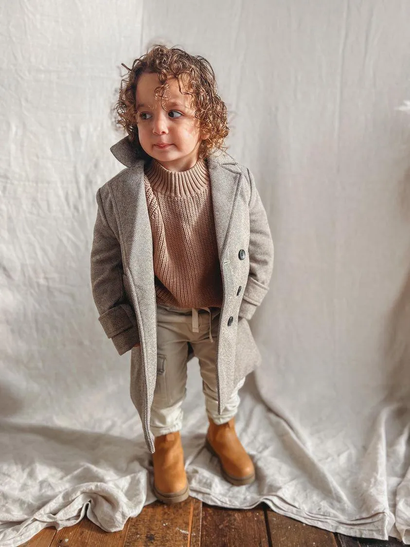 Boys Winter Luxe Coat - Tan