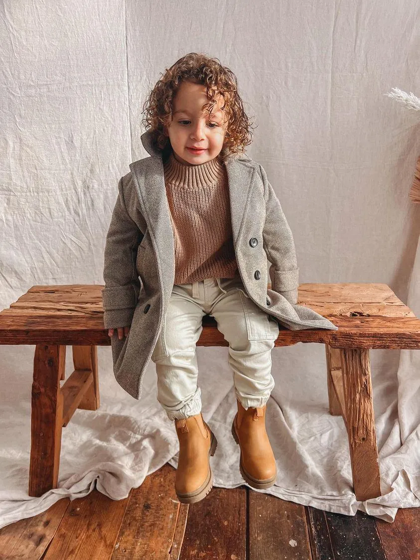 Boys Winter Luxe Coat - Tan