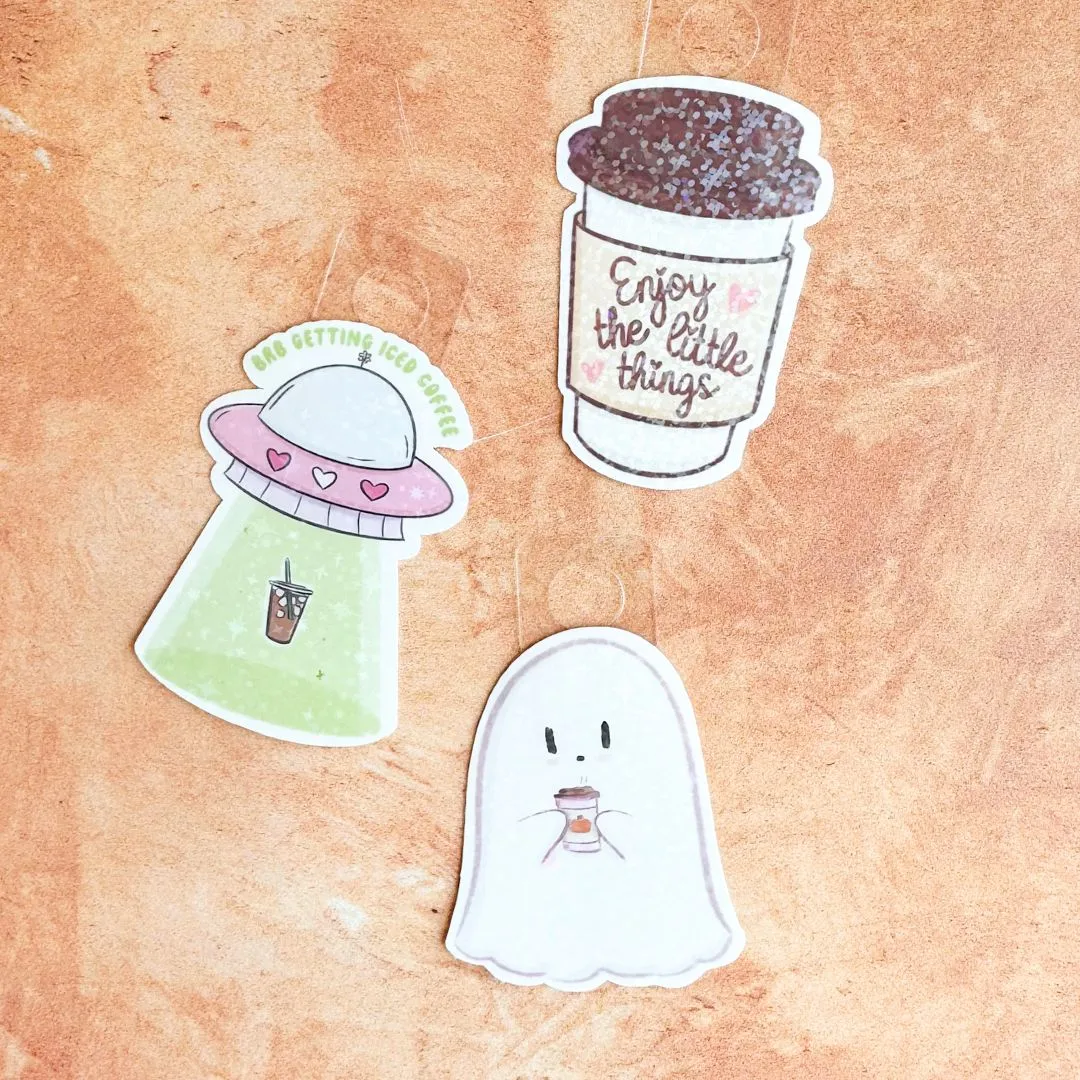 BRB Getting Iced Coffee UFO Vinyl Sticker