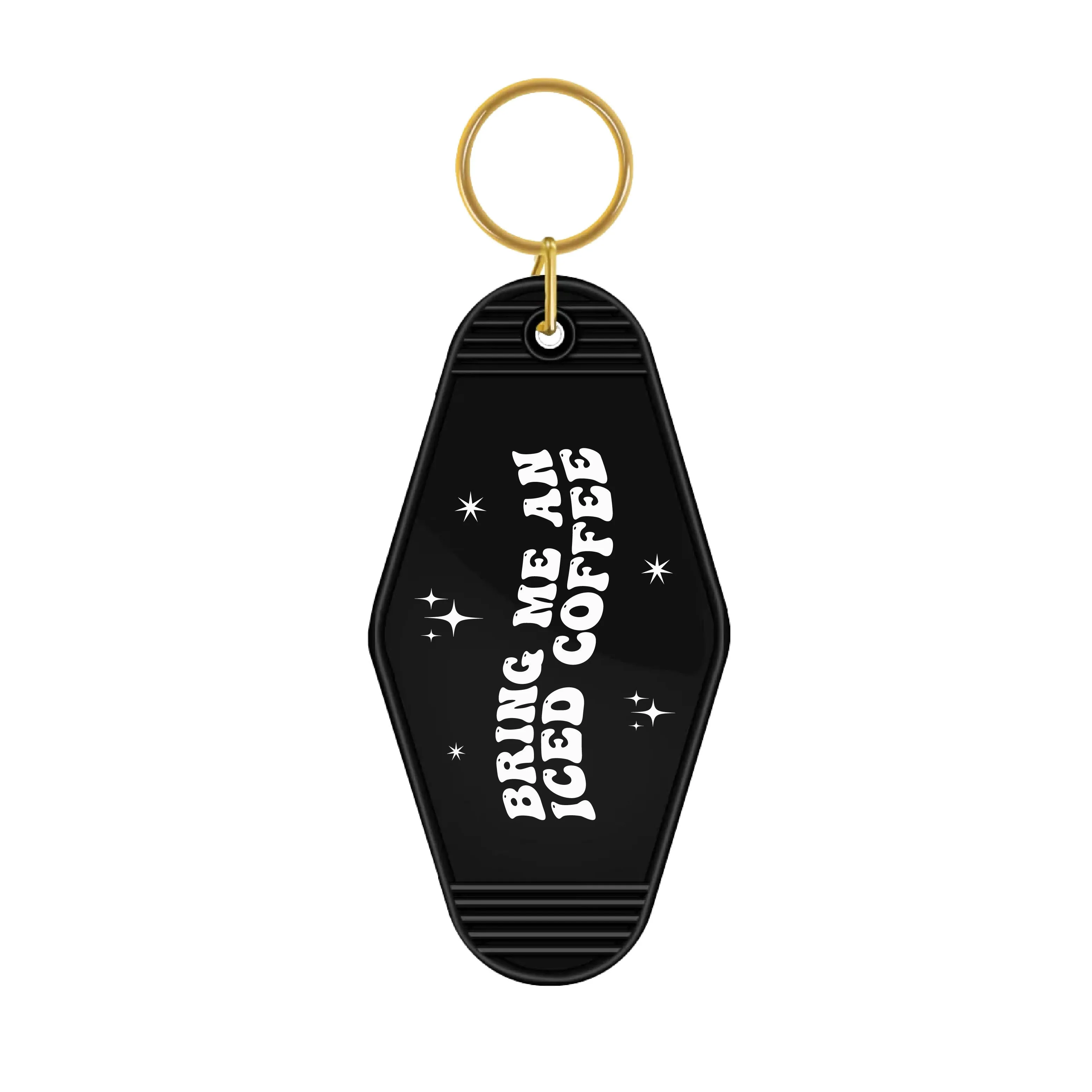 Bring Me An Iced Coffee Slogan Motel Keyring