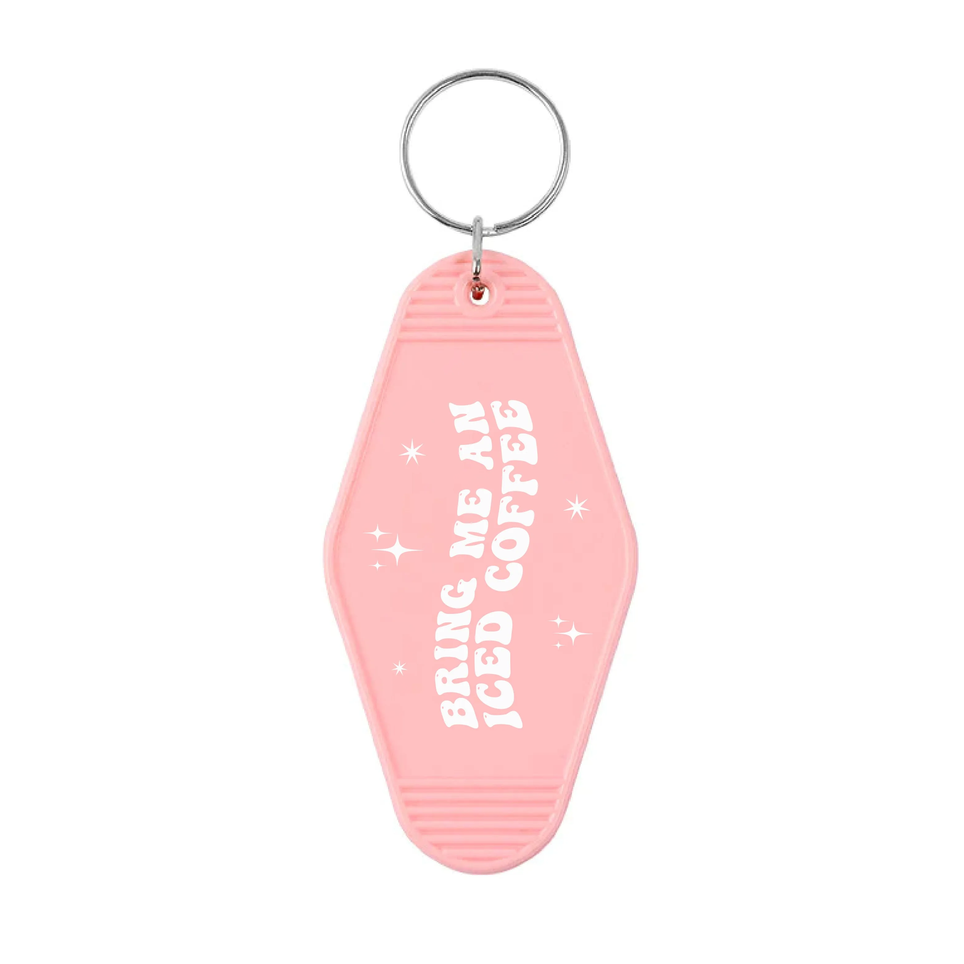 Bring Me An Iced Coffee Slogan Motel Keyring