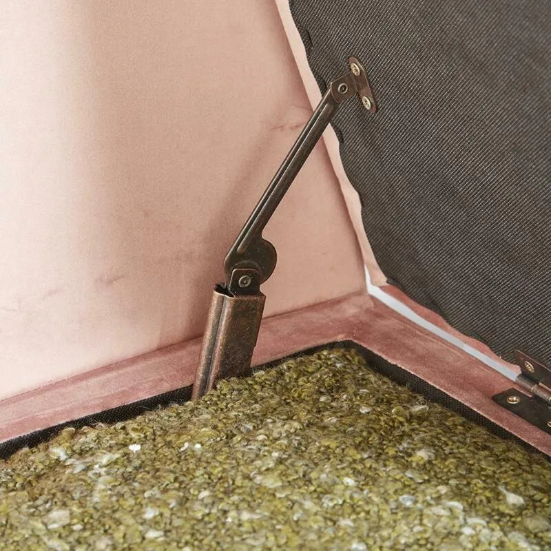 Buttoned Velvet Storage Bench - Pink