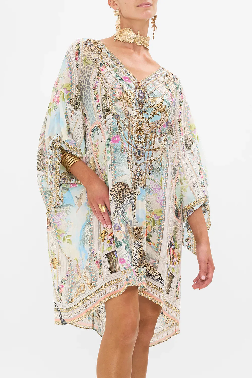 Camilla Tie Sleeve Short V Neck Kaftan - We Always Have Alexandria