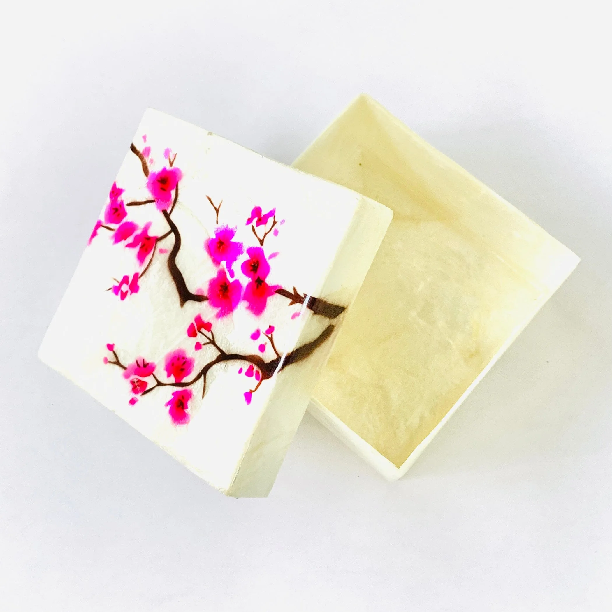 Capiz Shell Trinket Box 8, Cherry Blossom
