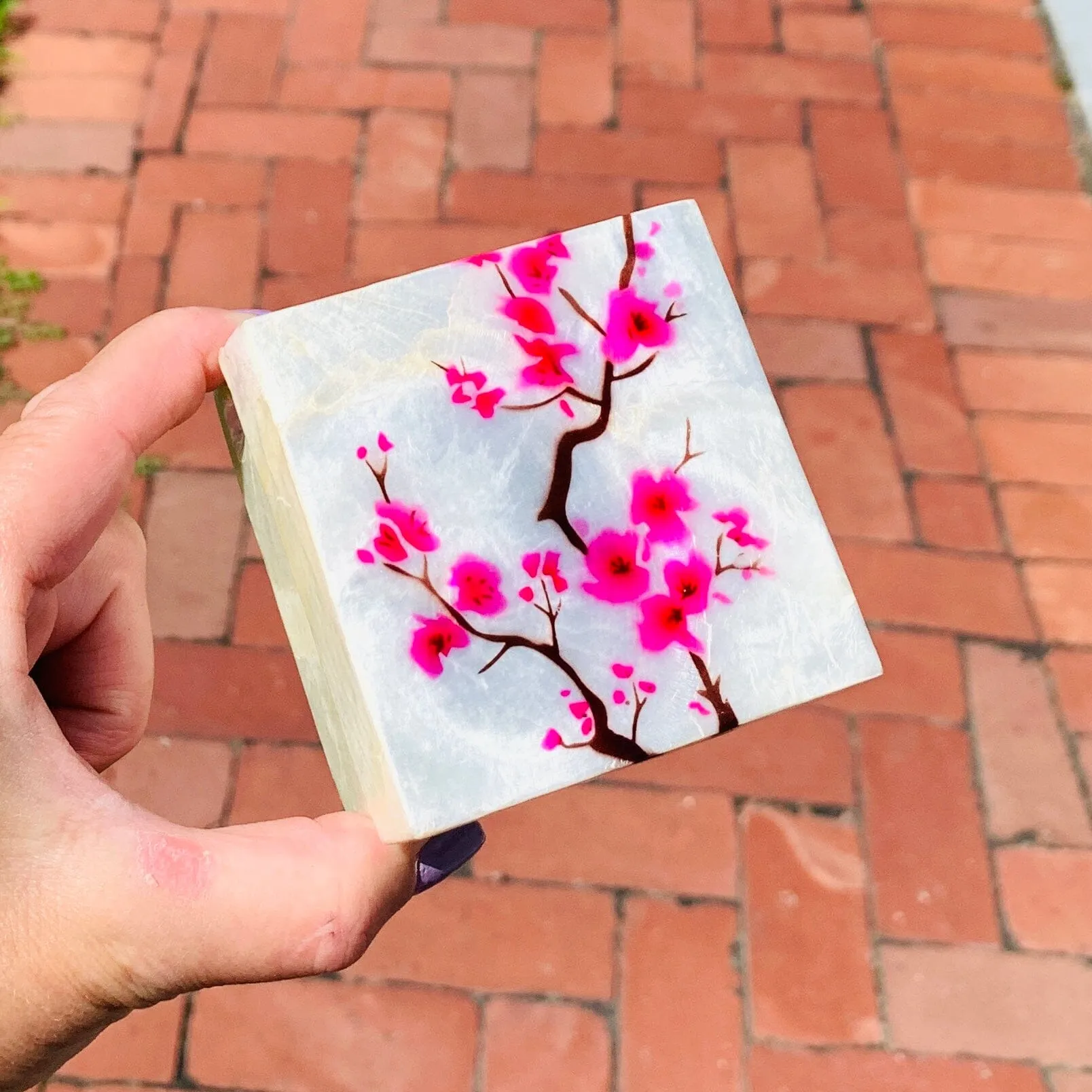 Capiz Shell Trinket Box 8, Cherry Blossom