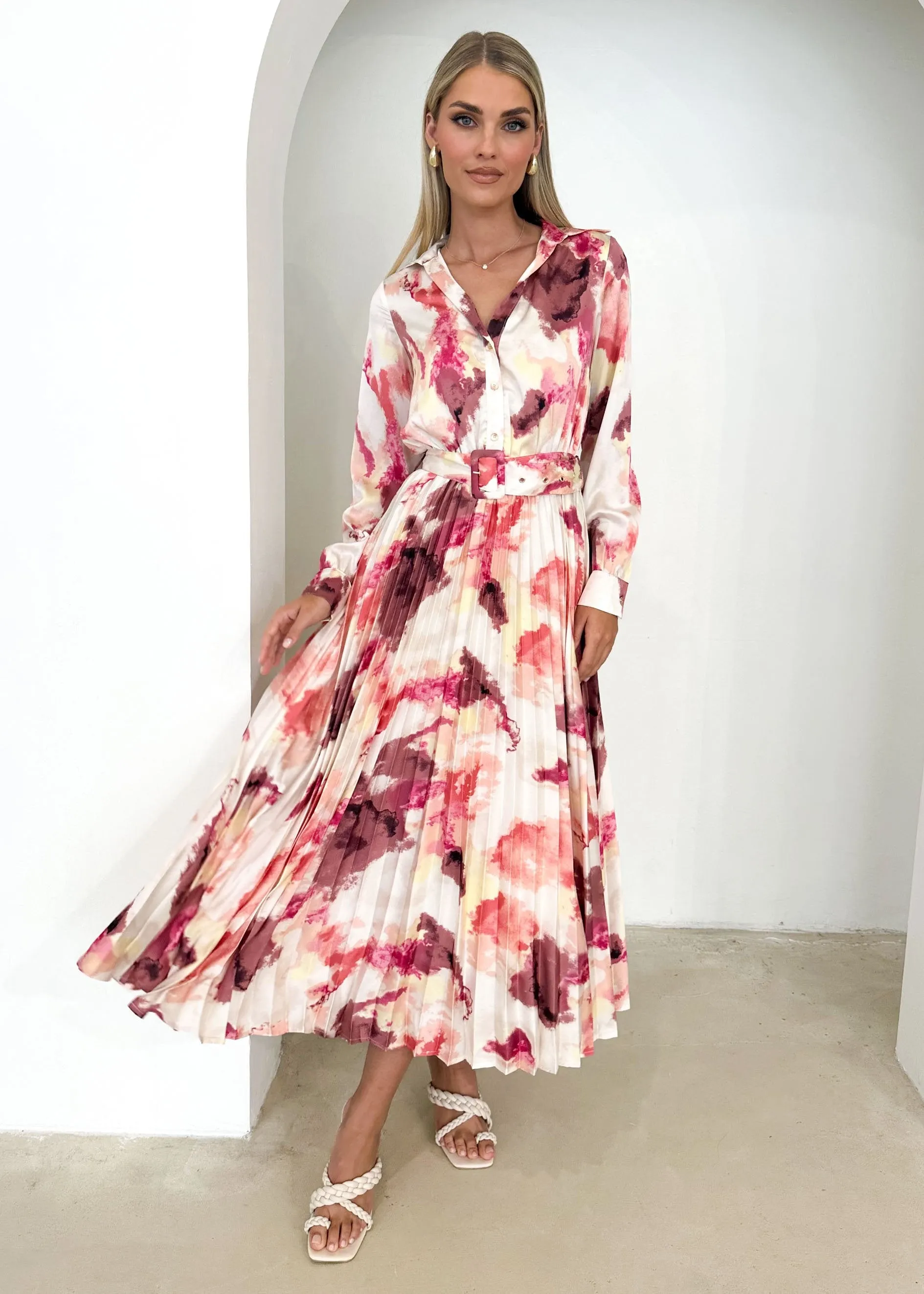 Cardra Midi Dress - Pink Splash