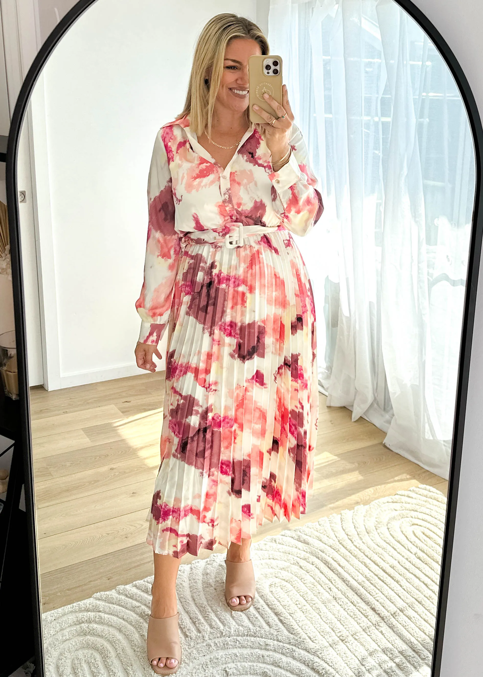 Cardra Midi Dress - Pink Splash