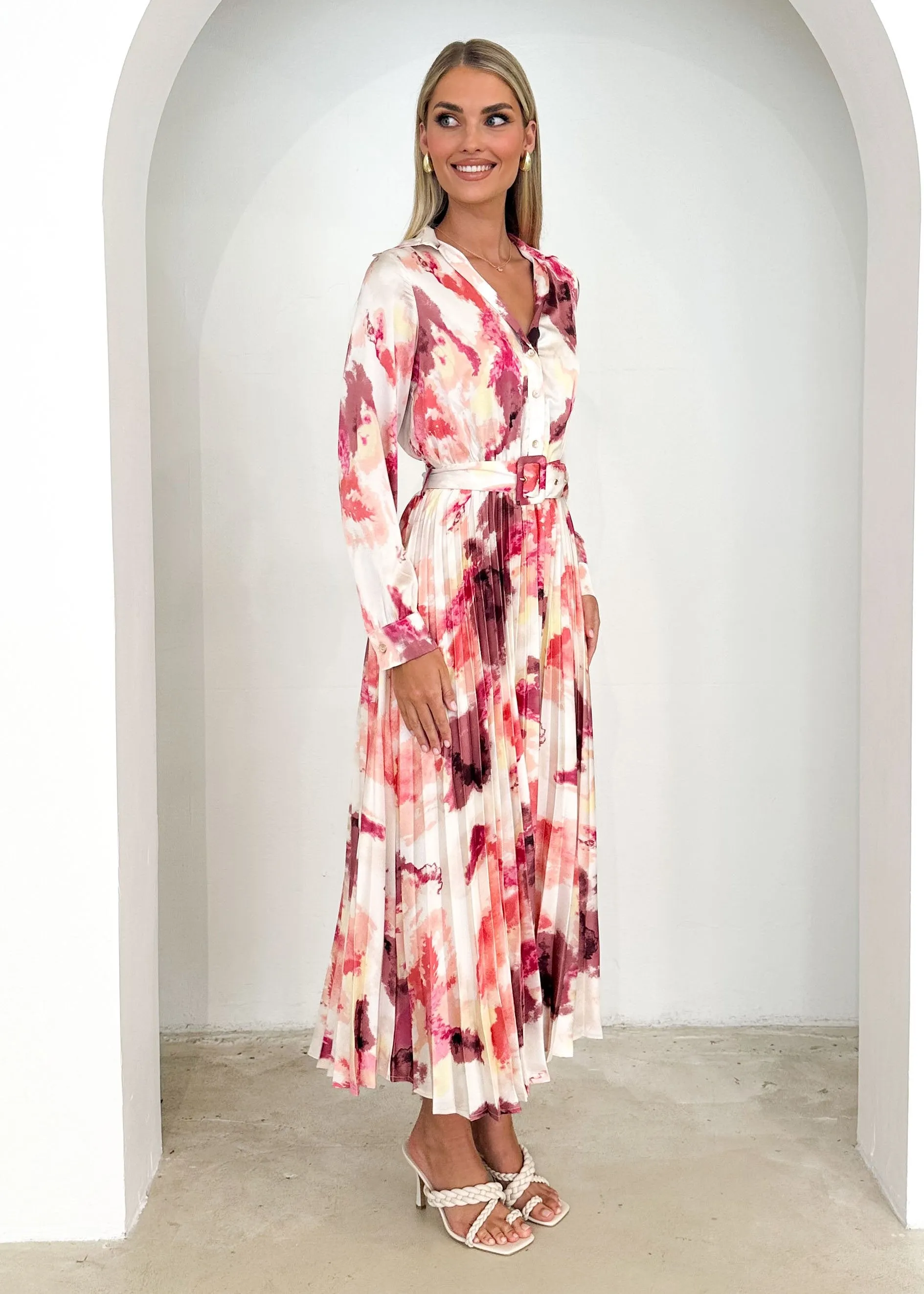 Cardra Midi Dress - Pink Splash