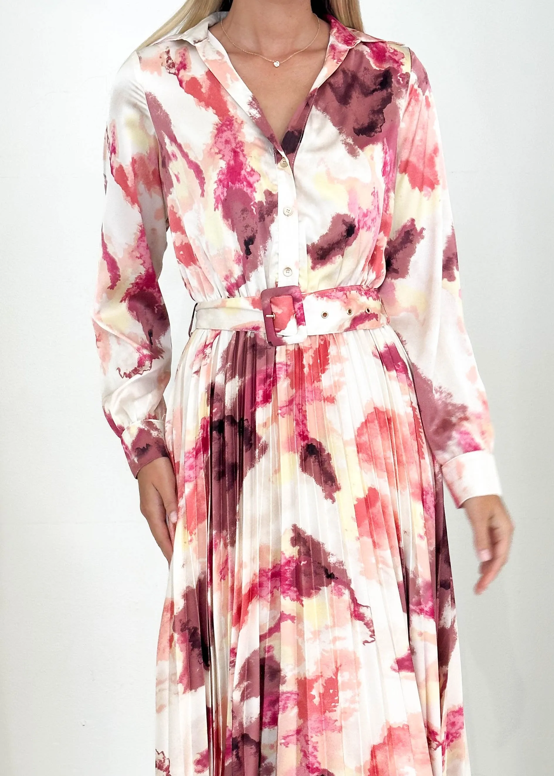 Cardra Midi Dress - Pink Splash