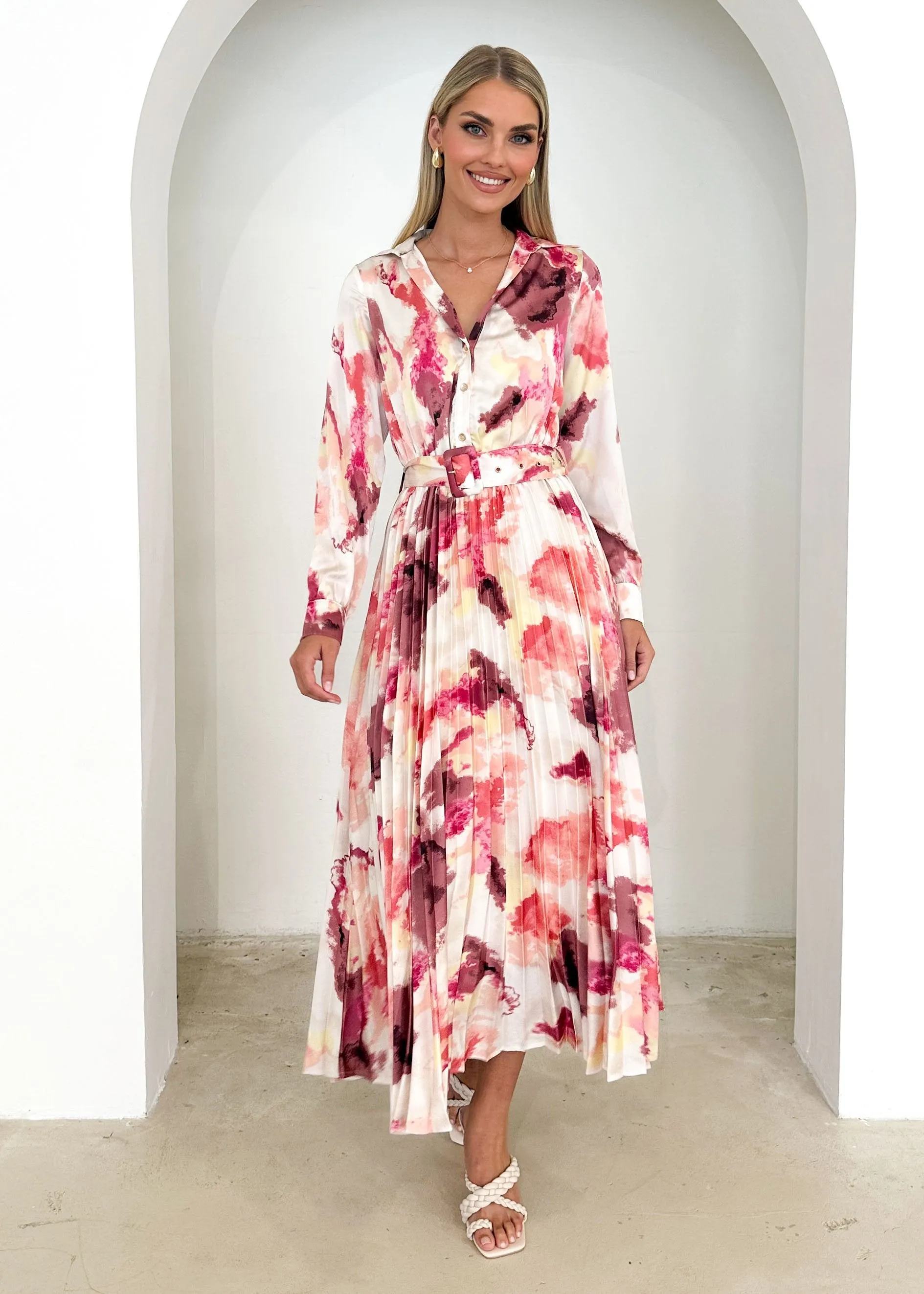 Cardra Midi Dress - Pink Splash