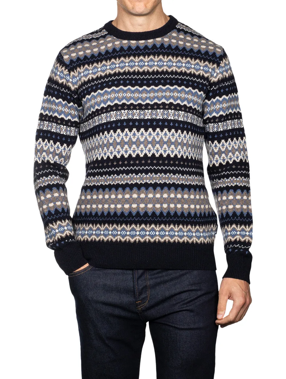Case Fair Isle Crew Jumper Blue