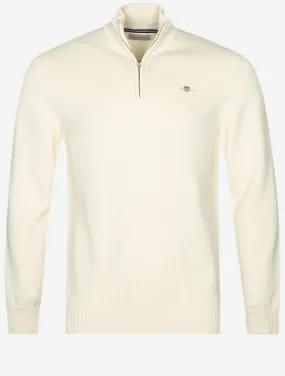 Casual Cotton Half Zip Cream
