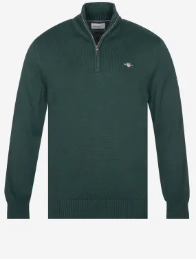 Casual Cotton Half Zip Tartan Green